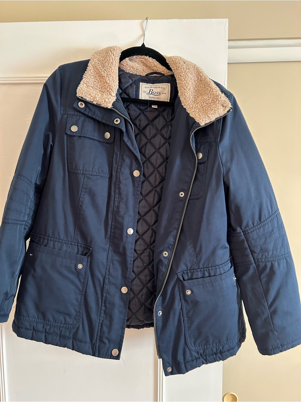 G.H. Bass & Co. Navy Utility Jacket with Cream Sherpa Collar